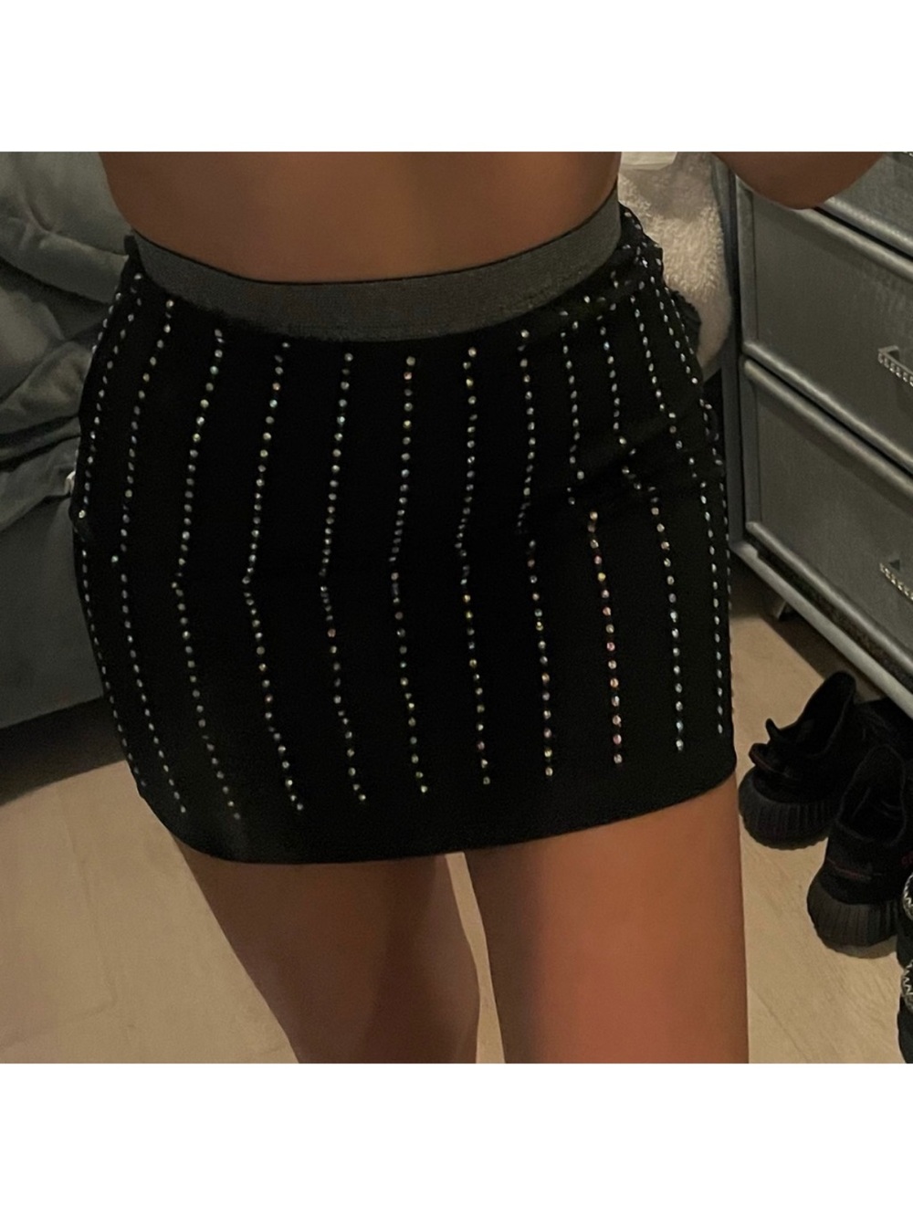 Black Embellished Mini Skirt